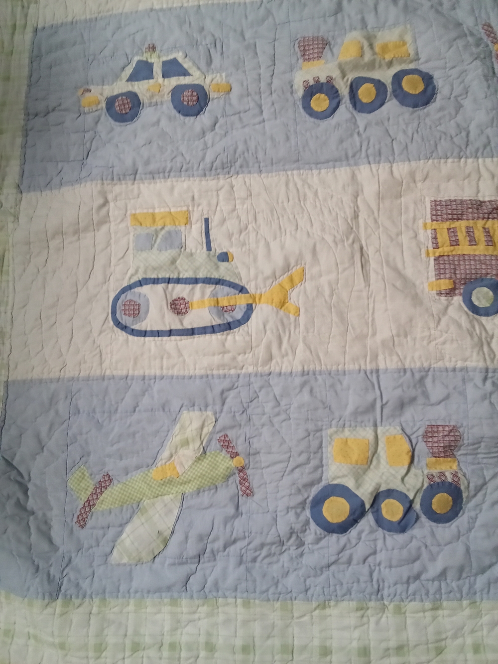 Quilt with Vehicles in Blue and Yellow